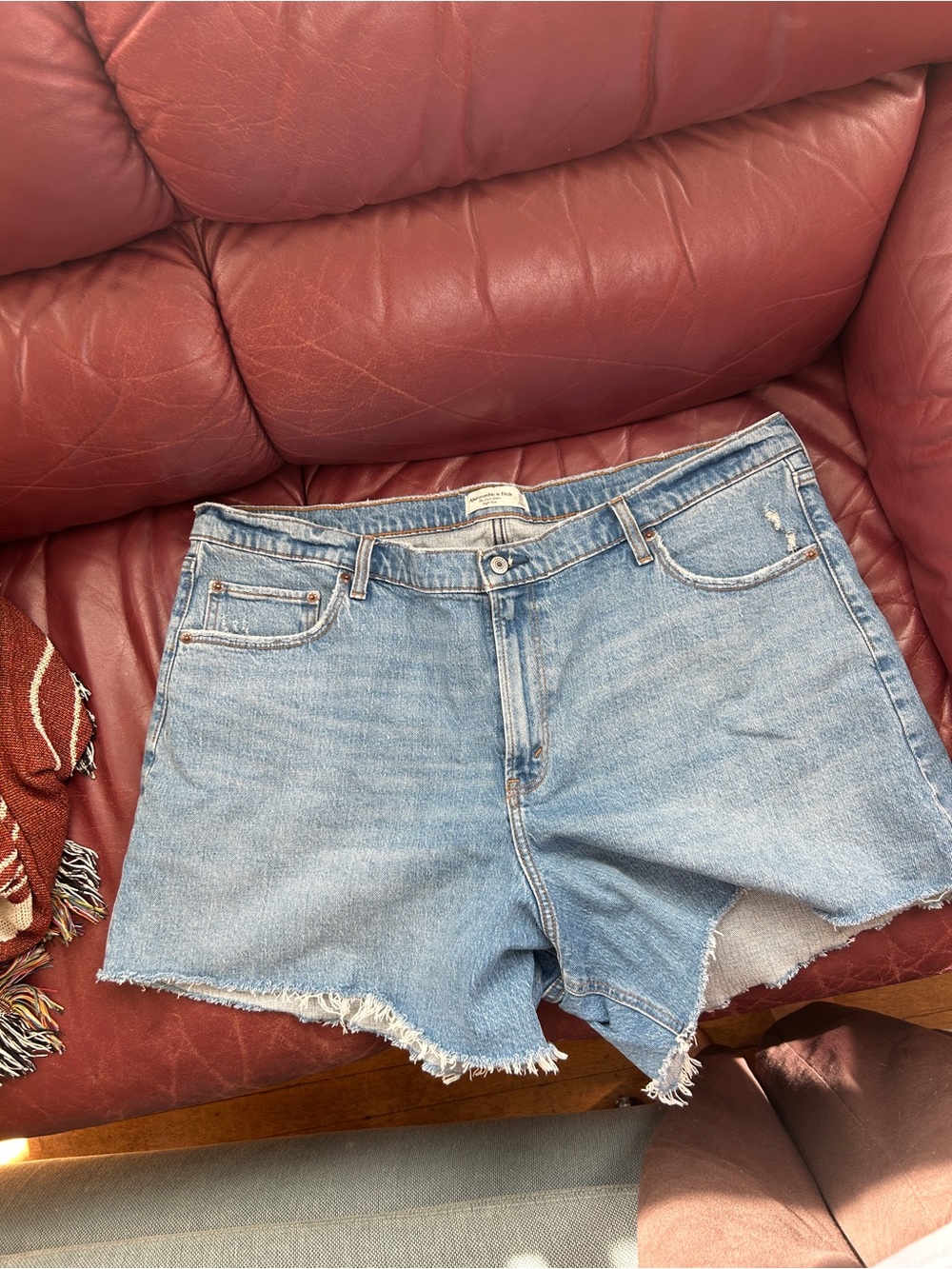 Abercrombie & Fitch Blue High-Rise Dad Denim Jean Shorts